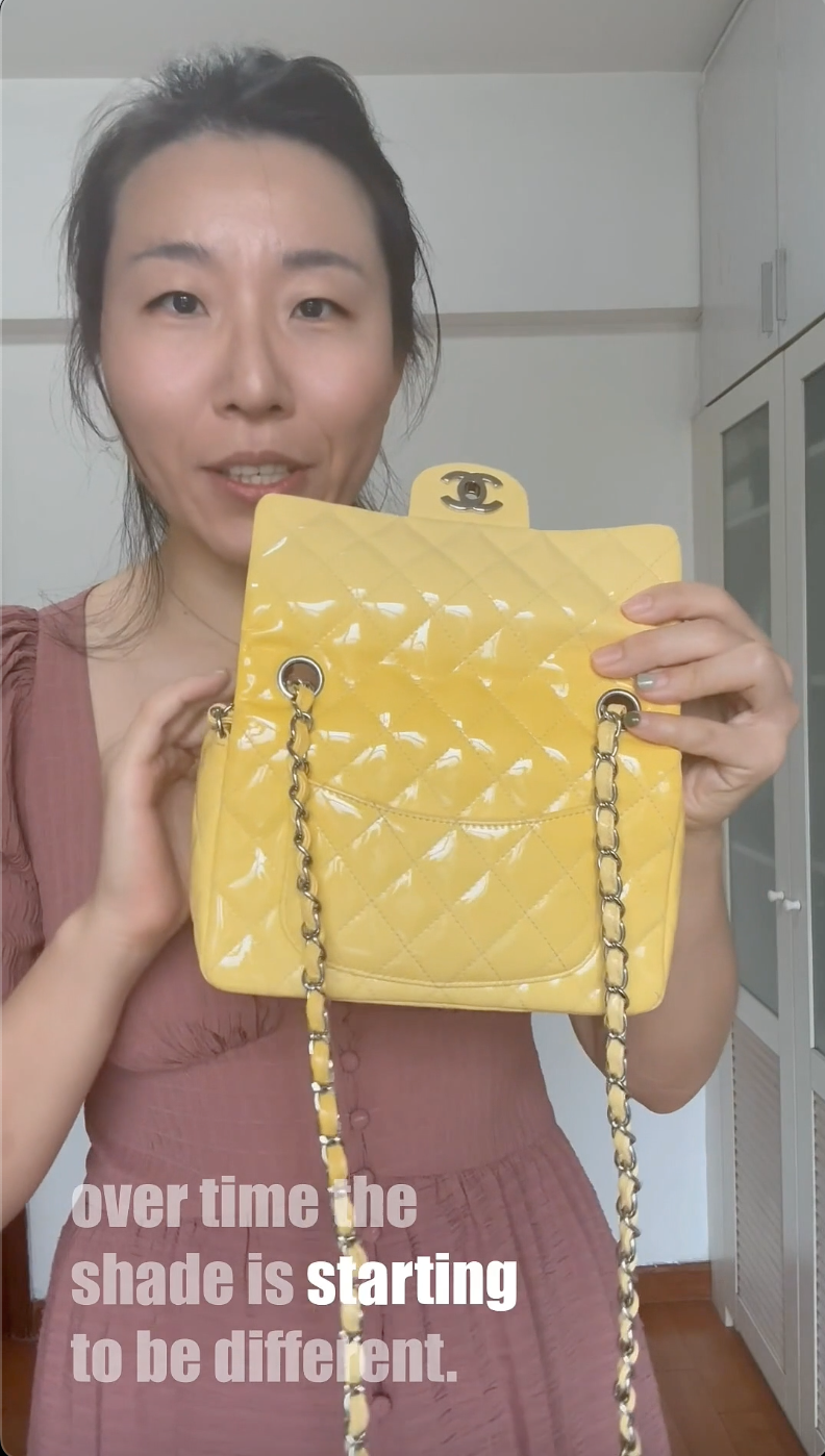 Yellow patent leather purse hotsell