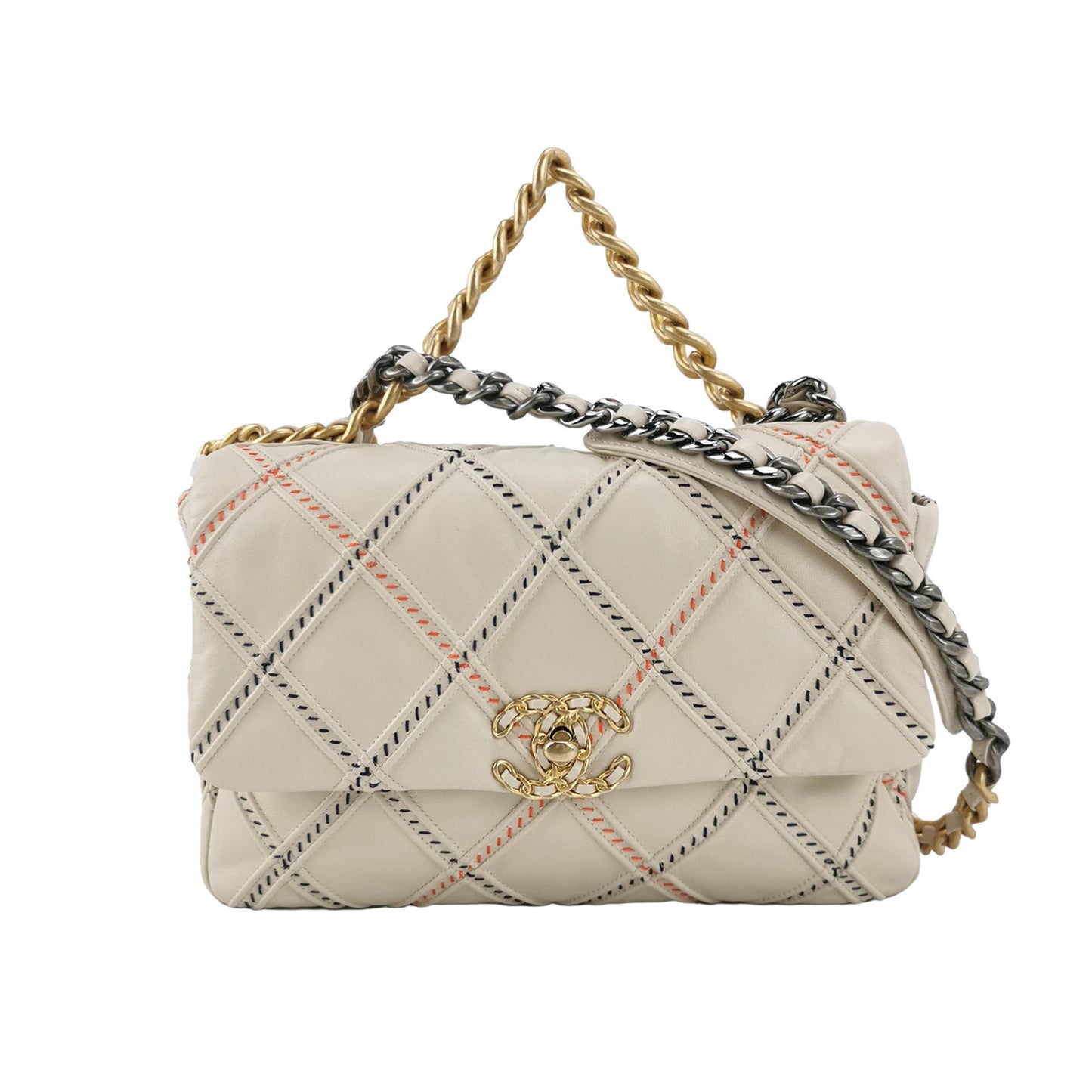 Chanel 19 Bag 2021 Cream White Wild Stitch-Luxbags