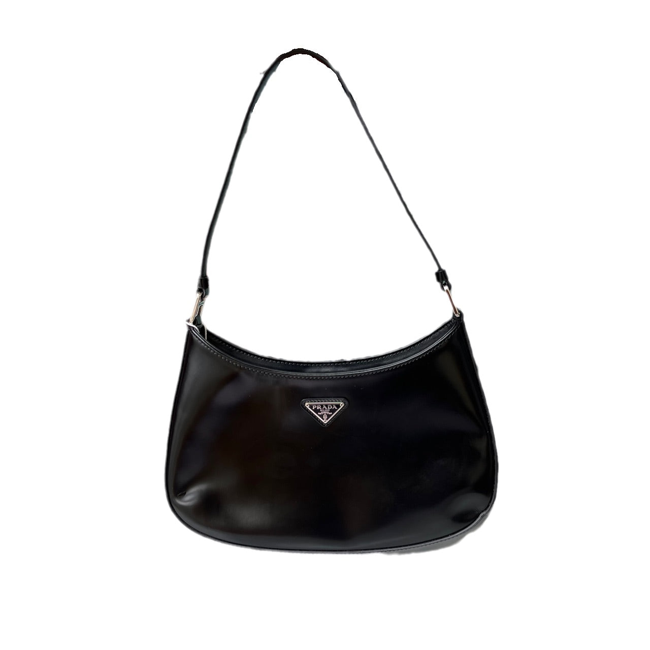 Black Prada Cleo Brushed Leather Shoulder Bag