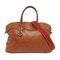 Longchamp Au Sultan Weekender Brown Leather Top Handle Travel Bag Canvas Strap-Luxbags