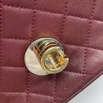 Chanel Flap Bag Mini Burgundy Lambskin Leather Gold & Silver Hardware 2019