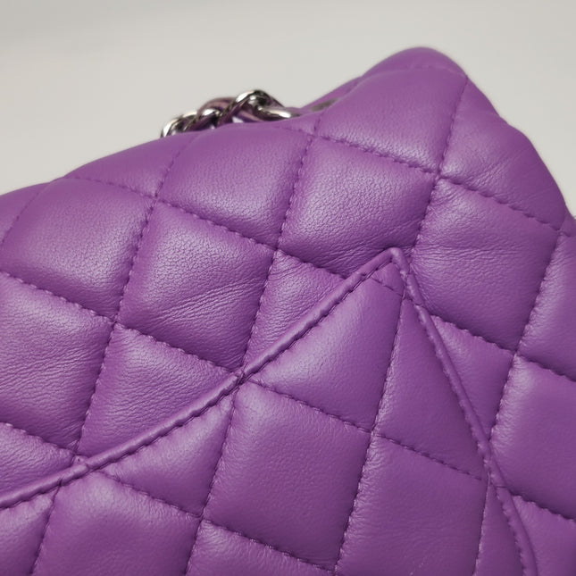 Chanel Classic Flap Mini Purple Lambskin Leather Silver Hardware