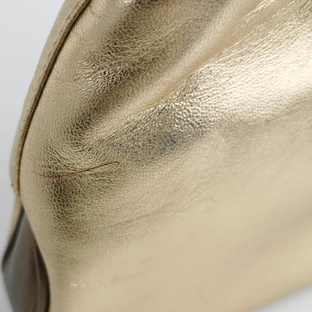 Gucci Jackie Vintage Mini Gold Lambskin Leather Brown Calfskin Leather