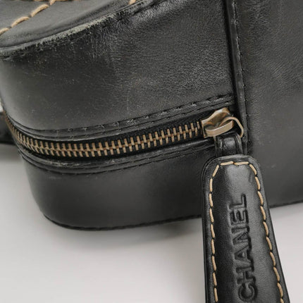 Sold Chanel Surpique Zip Around Satchel Black Quilted Wild Stitch Leather Large