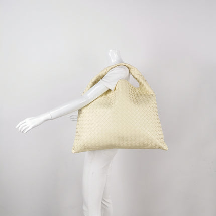 Bottega Veneta Hop Large Leather Pale Cream Yellow Hobo Bag