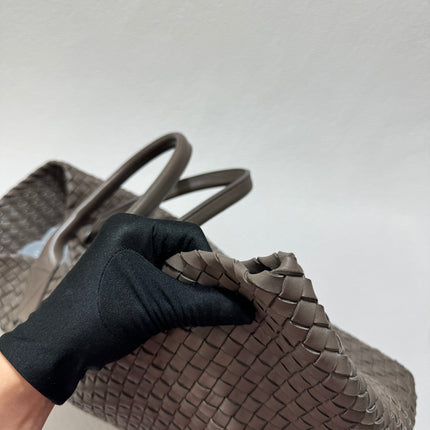 Sold Bottega Veneta Cabat Large Intreccio Leather Tote Bag Grey 40-43cm