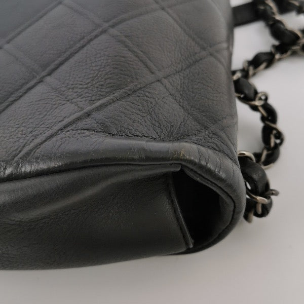 Chanel CC Matelasse Medium Black Calfskin Leather Single Flap Bag Silver Hardware