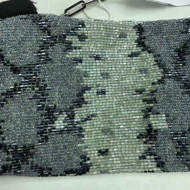 Gucci by Tom Ford Grey Blue Beaded Snake-skin Pattern Chain Shoulder Bag S/S 2000