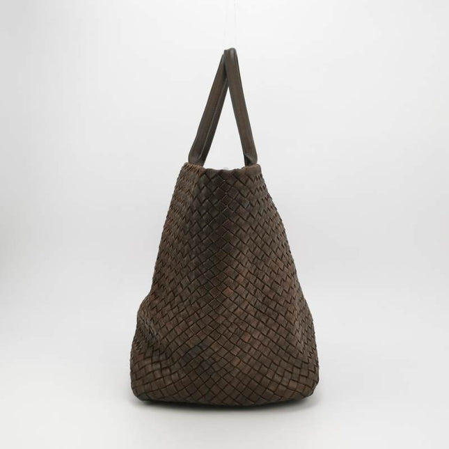 Bottega Veneta Cabat Tote Intreccio Leather Dark Chocolate Brown 42cm
