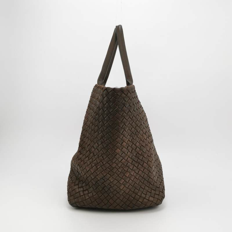 Bottega Veneta Cabat Tote Intreccio Leather Dark Chocolate Brown 42cm