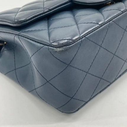 Chanel Classic Flap Rectangular Mini Navy Lambskin Gold Hardware 2016-17