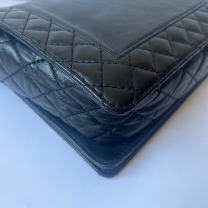 Chanel Enchained Boy Bag 2012 Black Leather Medium Flap Bag