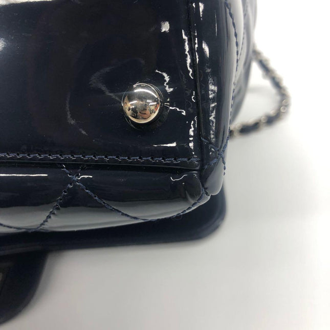 Chanel Coco Shine Small Tote Black Quilted Patent Leather Silver Hardware 2014-15