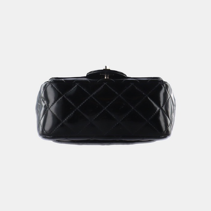 Sold Chanel Classic Flap Mini Square Black Patent Lambskin Crossbody Bag, 2012-2013