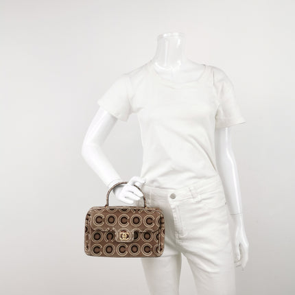 Chanel 2002 Coco Flap Top Handle Box Bag Velvet Grey