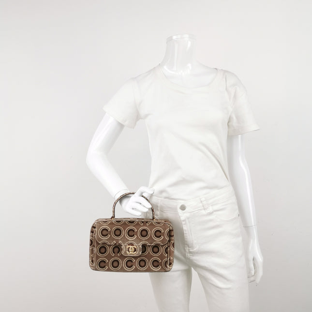 Chanel 2002 Coco Flap Top Handle Box Bag Velvet Grey