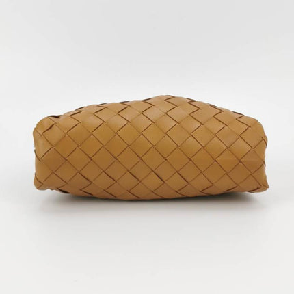Bottega Veneta Pouch Mini Intrecciato Camel Lambskin Leather Crossbody Bag