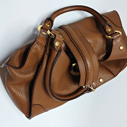 Gucci Junco Bag Tan Brown Graind Leather Handbag