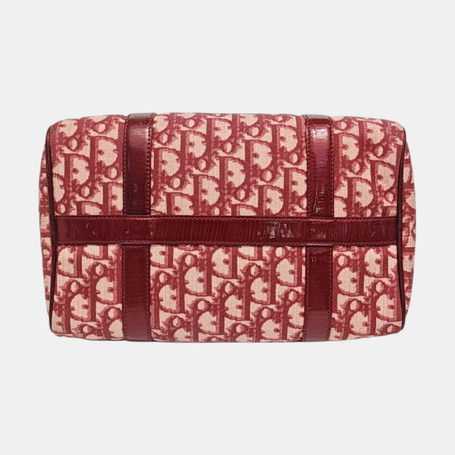Christian Dior Trotter Boston Cloth Oblique Medium Red Handbag