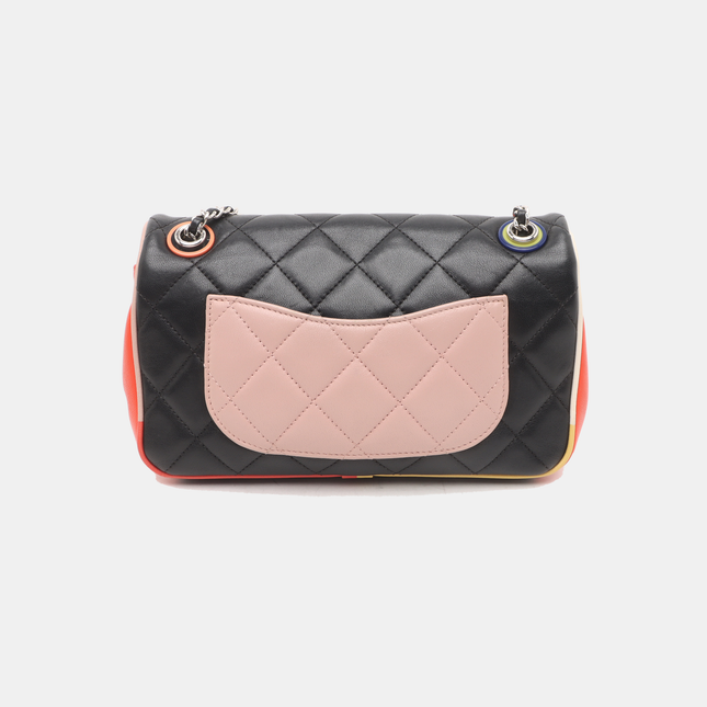 Chanel Timeless Classic Flap Lambskin Plexiglass Quilted Small Cuba Color Flap Black with Multicolor Trim