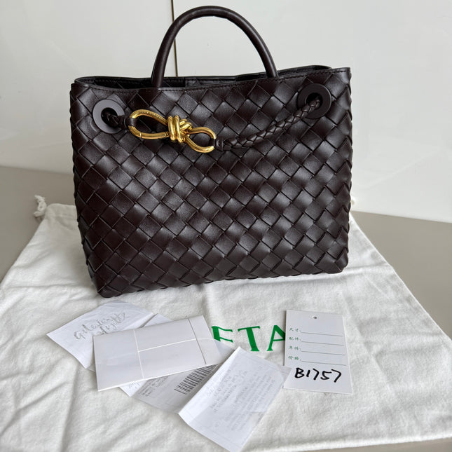 Bottega Veneta Small Andiamo Fondant Dark Chocolate Brown Intrecciato Handbag-Luxbags