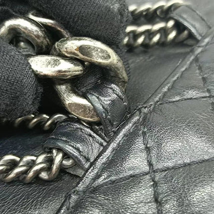 Chanel Enchained Boy Bag 2012 Black Leather Medium Flap Bag