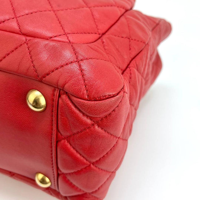 Chanel Shopping Tote Red Lambskin Leather Gold Hardware 2013-14