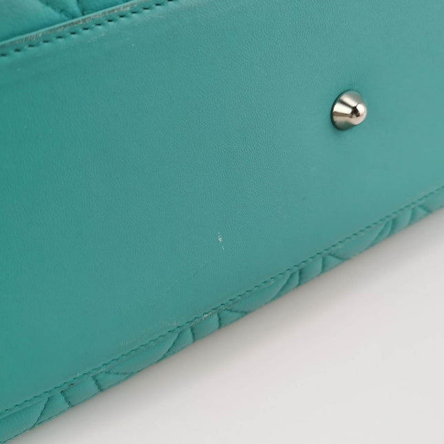 Sold Lady Dior Large Bag Teal Blue Lambskin Cannage Leather