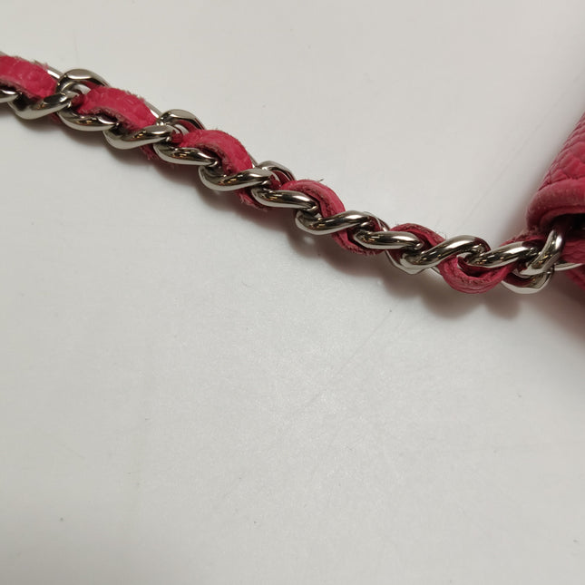 Chanel WOC Wallet on Chain Fuchsia Caviar Leather with Enamel Logo