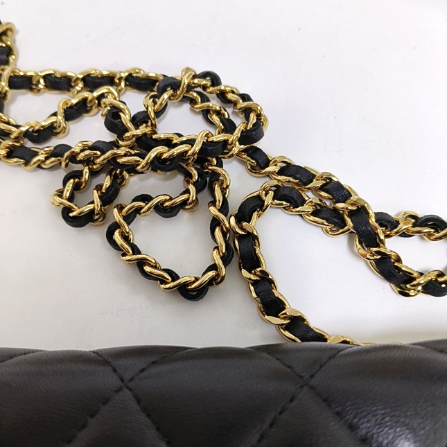 Chanel Wallet on Chain Classic Flap Black Lambskin Leather Gold Hardware