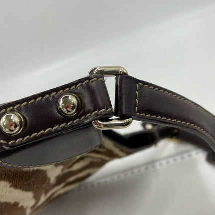 Gucci Jackie Vintage Zebra Print Pony-style Calfskin Side Horsebit
