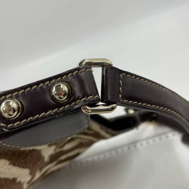 Gucci Jackie Vintage Zebra Print Pony-style Calfskin Side Horsebit