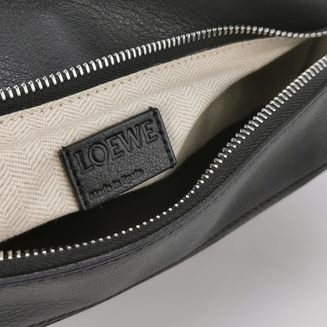 Loewe Puzzle Medium Black Smooth Leather White Logo 2016