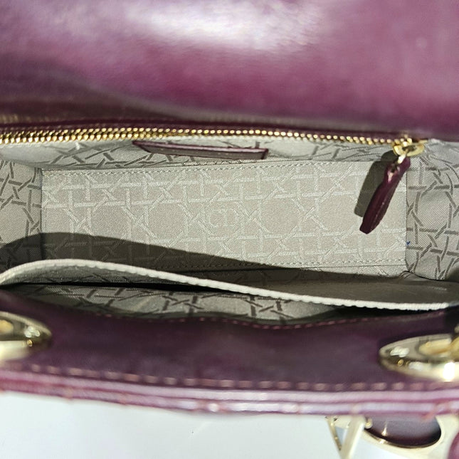 Lady Dior Small My Abcdior Purple Lambskin Cannage Leather Gold Hardware