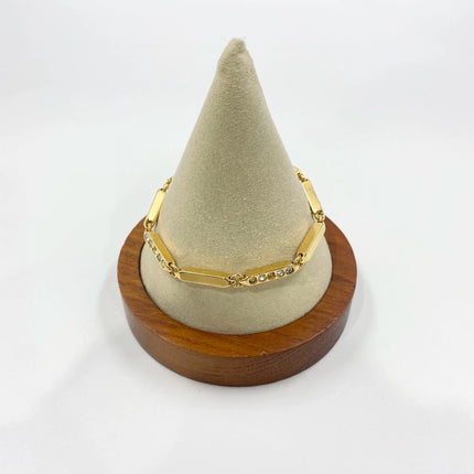 Celine Bracelet Vintage Gold Plated Crystals Embellished Gold Bar Links