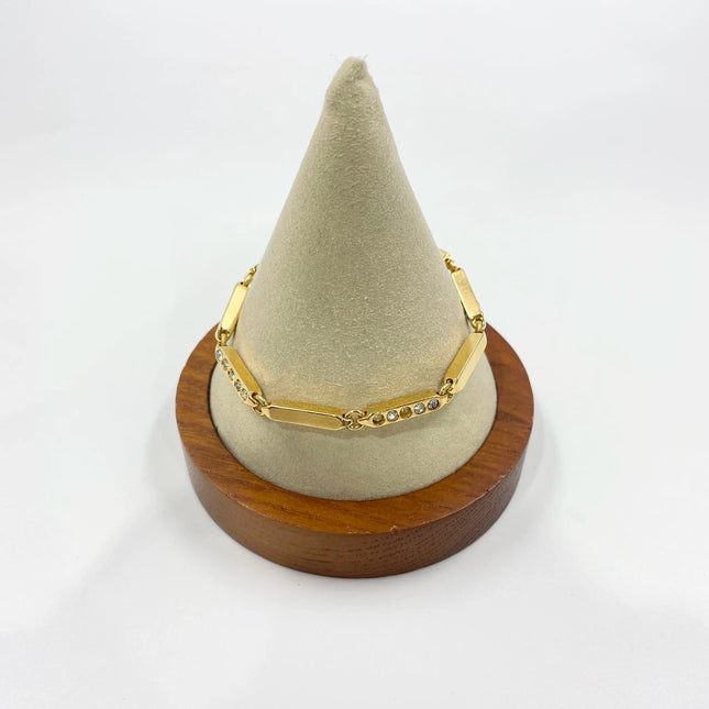 Celine Bracelet Vintage Gold Plated Crystals Embellished Gold Bar Links