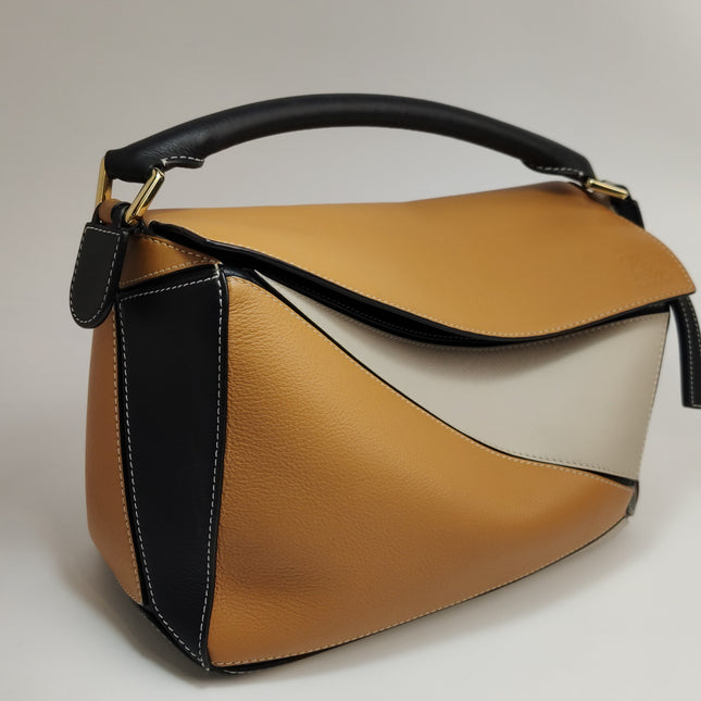 Loewe Puzzle Medium Tricolor Black Yellow Calfskin leather bag