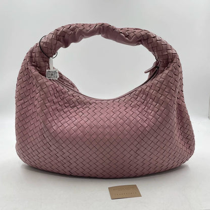 Bottega Veneta Veneta Hobo Medium Cherry Blossom Pink Intrecciato Leather Bag 40cm