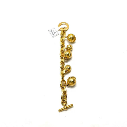 Celine 1990s Vintage Gold-tone Triomphe Planet Link Charm Bracelet