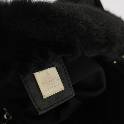 Fendi Mamma Baguette Black Faux Fur Shoulder Bag