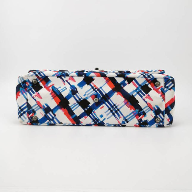 Sold Chanel Airline XXL Artsy Printed Canvas Single Flap Double Chain Bag Multicolor