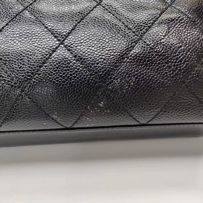 Chanel Single Flap Black Caviar Leather Vintage 24k Gold
