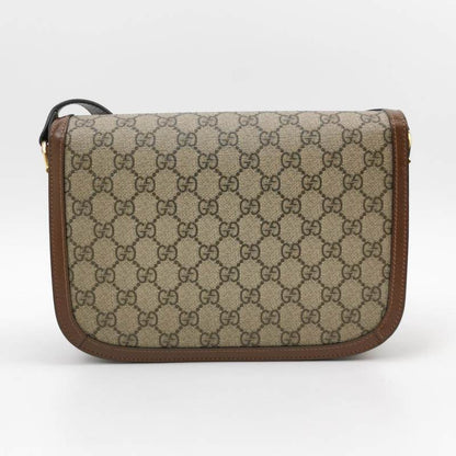 Gucci 1955 Horsebit Bag Small Brown Leather and GG Monogram Canvas