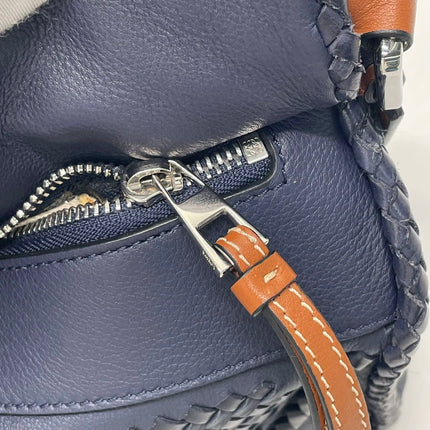 Loewe Braided Puzzle Small Woven Navy Leather Crossbody Bag