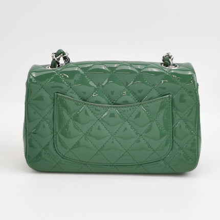 Chanel Classic Flap Rectangular Mini Green Patent Leather Silver Hardware 2016-2017