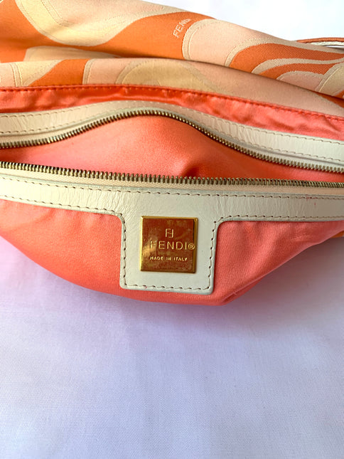 Sold FENDI Baguette Orange Multicolor Silk with Psychedelic prints