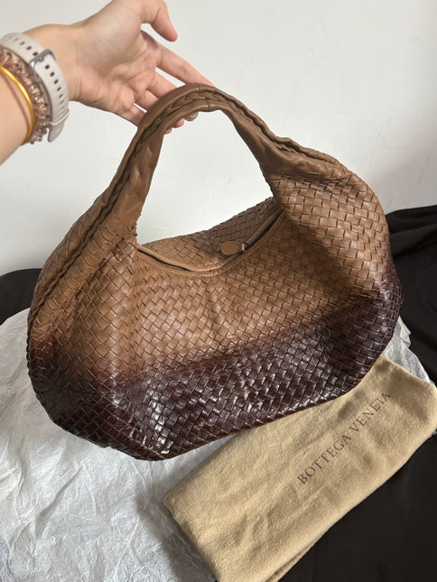 Bottega Veneta Belly Hobo Intreccio Leather Two-tone Brown Large 50cm