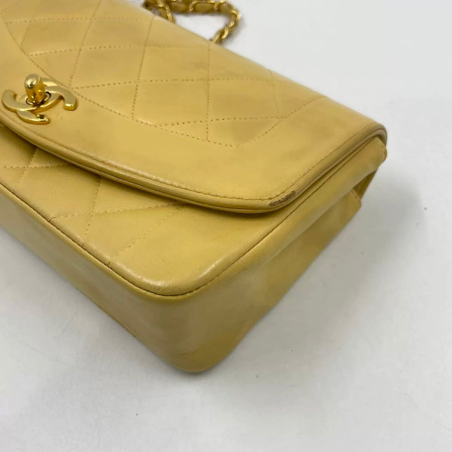Chanel Diana CC Flap Bag Small Vintage Yellow Lambskin Leather with 24k Gold HW, 1991-1994