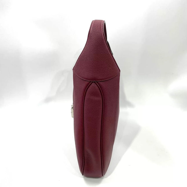 Gucci Jackie 1961 Burgundy Large Pebbled Leather Shoulder Bag with Strap