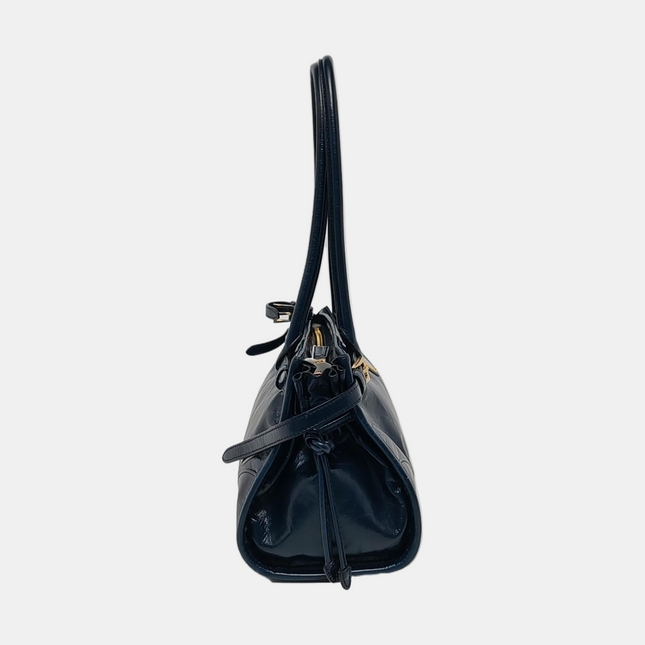 Prada Bonnie Medium Soft Lux Navy Shiny Calfskin Leather Shoulder Bag